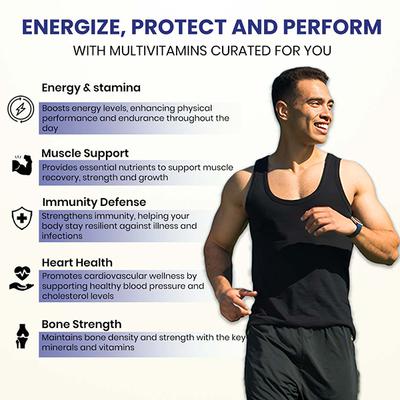 Aesthetic Nutrition Multivitamin Him With Grape Seed Extract, Ginger, And Panax Pseudo Ginseng For Energy, Vitality 30 Tablets 1's - Multi-Vitamins