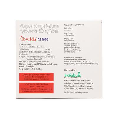 IBVILDA M 500mg Tablet 15's - Diabetes-Ant