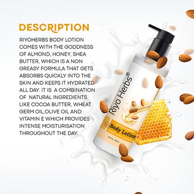 Riyo Herbs Advanced Nourishing Body Lotion with Almond Honey & Shea Butter 250 gm - Creams/Oils/Lotions