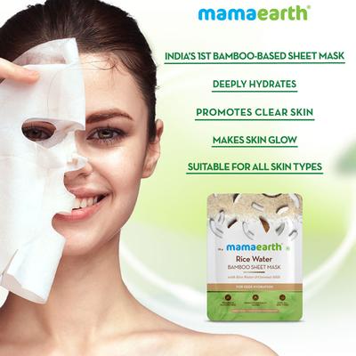Mamaearth Bamboo Sheet Mask - Rice Water 1's - Masks & Peels