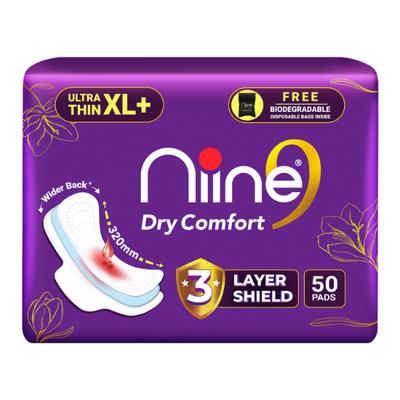 NIINE Ultra Thin Dry Comfort Sanitary Napkins XL+ (320mm) 50's - Sanitary Napkins