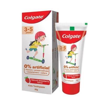 Colgate-Palmolive, Colgate Toothpaste for Kids (3-5 years), Natural Strawberry Flavour, 0% Artificial - Tube 80 gm - Toothpaste