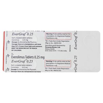 Evergraf 0.25mg Tablet 10'S - Auto Immune Disease-Imm
