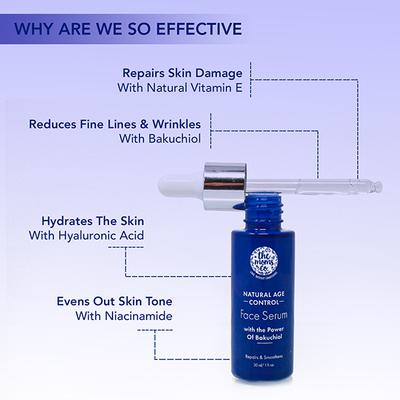 The Mom's Co. Natural Age Control Face Serum with The Power Of Bakuchiol Repairs & Smoothens 30ml - Face Serum
