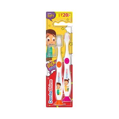 Dentoshine Sticky Toothbrush for Kids Pink, Orange 100G 2's - Toothbrushes
