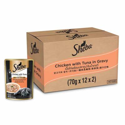 Sheba Fine Food for Cats - Chicken with Tuna in Gravy (Pack of 70 gm x 24) 1's - Petfood