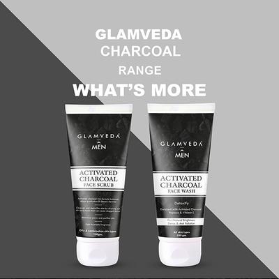 Glamveda Men Detox Activated Charcoal Clay MaskFor Blackhead Removal 100 gm - Masks & Peels