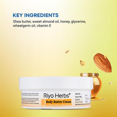 Riyo Herbs Advanced Nourishing Body Butter Cream - Almond, Honey & Shea Butter 200 gm - Body Butter
