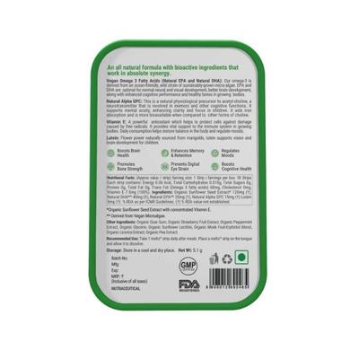 Wellbeing Nutrition Marvel Marvel Hulk Melts Kids Vegan Algae Omega-3(EPA and DHA) Alpha GPC Lutein (30 Strips) - Multi-Vitamins