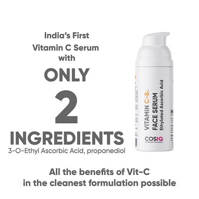 Cos IQ Vitamin C 8 percent Face Serum Only 2 Ingredients Safe and Effective Skin Brightening Serum 30 ml - Face Serum