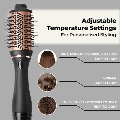 Winston 3-in-1 Hair Styling Blow Brush, Blow Dryer, Curling Iron, & Volumizing Brush- Silver and Grey 850 gm - Multi-Stylers