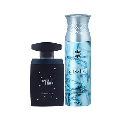 Maryaj After Dark EDP Woody Aromatic Perfume And Ajmal Avid Homme Deodorant Aquatic Woody Fragrance 300 ml - Men Perfumes (Edt/Edp)