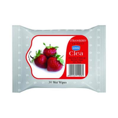 GINNI Cleansing & Makeup Remover Wet Wipes (Strawberry) (30's Wipes/Pack) 1's - Make Up Removers