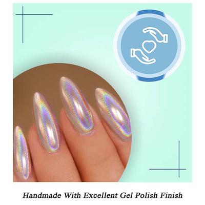 Nails On Board Handmade Press On Gel Nails- Holographic White 50 gm - Nail Care