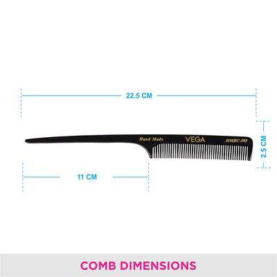 Vega Tail Hair Comb, for Women, Black (VC2HMBC-303) 2's - Hair Combs