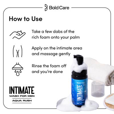 Bold Care Aqua Rush Intimate Wash for Men Aloe Vera & Green Tree Extract 120 ml - Intimate Care