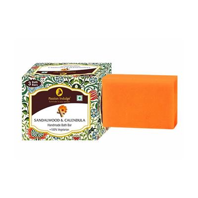 Passion Indulge SANDALWOOD Handmade Bath Bar Soap - 100GM Each ( PACK OF 3 ) - Soaps