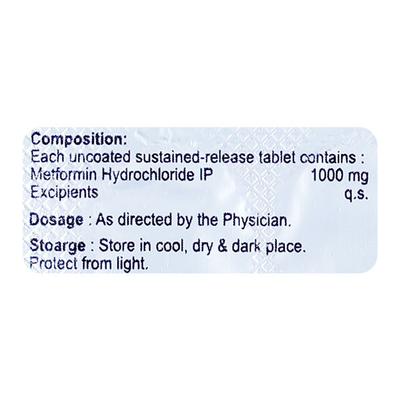 GLYCIMET SR 1000mg Tablet 10's - Diabetes-Ant