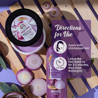 Buds & Berries Red Onion & Ginseng Hair Masks 200 ml - Hair Masks & Packs