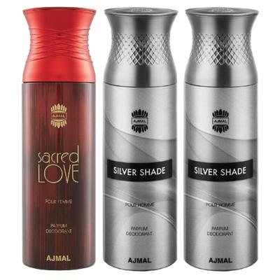 Ajmal Sacred Love Silver Shade Silver Shade Deodorant Spray (Pack of 3) 200 ml - Perfumes (Edt/Edp)