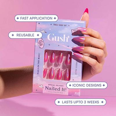 Gush Beauty Nailed It Reusable Luxury Press On Nails With Application Kit French Pink Tips - Medium Almond 1's - Nail Art