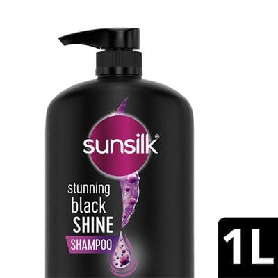Sunsilk Stunning Black Shine Shampoo with A mla + Oil, Pearl Protein & Vitamin E 1000 ml - Shampoos
