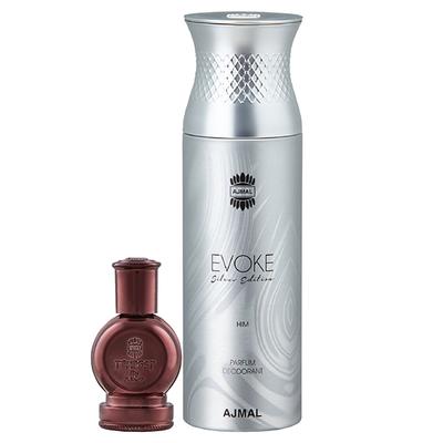 Ajmal Tempest Concentrated Perfume Oil Floral And Evoke Silver Edition Him Deodorant Spicy Floral Fragrance 212 ml - Perfumes (Edt/Edp)