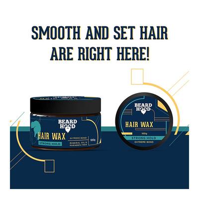 Beardhood Hair Wax - Strong Hold Extreme Bond 100 gm - Hair Gels & Waxes