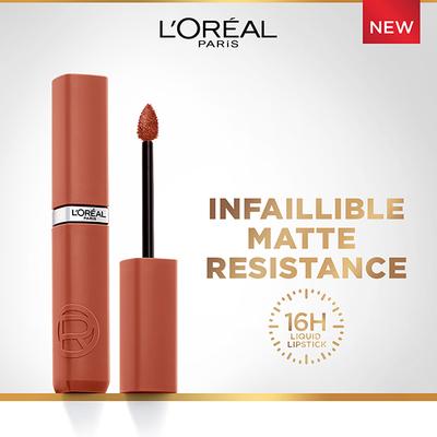 Loreal Paris Infallible Matte Resistance Liquid Lipstick, Snooze Your Alarm 115 5ml - Liquid Lipsticks