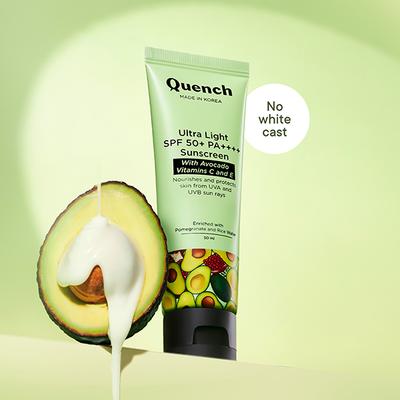 Quench Botanics Bravocado SPF 50+ PA++++ Sunscreen Gel, Korean Skin Care 50 ml - Face Sunscreen