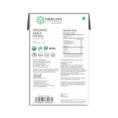 Merlion Naturals Organic Amla Powder 227 gm - Face Packs