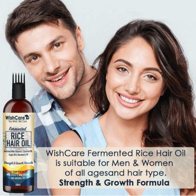 Wishcare Fermented Rice Hair Growth Oil - Strength and Growth formula - Hair Applicator 200ml - Hair Oils