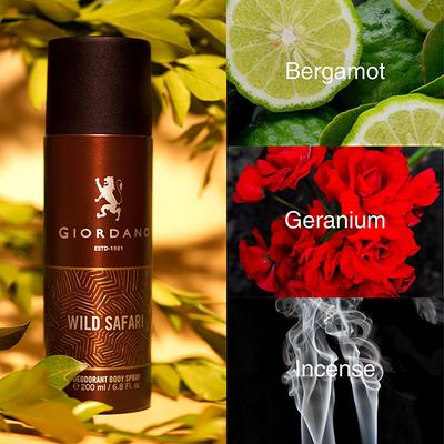 Giordano Wild Safari Deodorant Spray 200 ml - Men Deodorants/Roll-Ons
