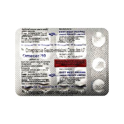 Omecer 10mg Capsule 10'S - Ulcer/Reflux/Flatulence-Aaa