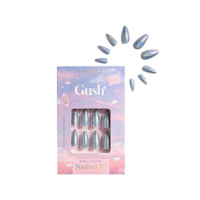 Gush Beauty Nailed It Reusable Luxury Press On Nails With Application Kit Baby Blue Chrome - Medium Almond 1's - Nail Art