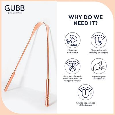 Gubb Copper Tongue Cleaner with Handle Made of Pure Copper Enriched with Anti-Bacterial Properties 1's - Floss & Tongue Cleaners