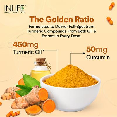 INLIFE Turmeric Oil Curcumin Veg Capsules 60's - Multi-Vitamins
