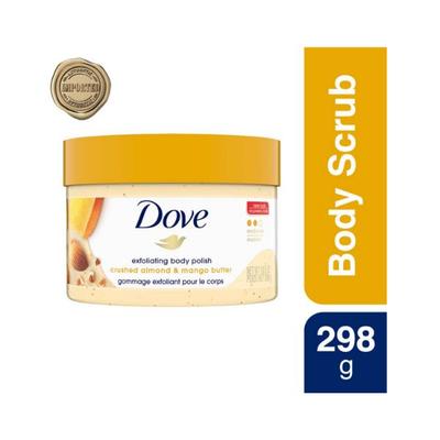 Dove Exfoliating Body Polish Scrub Crushed Almond and Mango Butter for Dry Skin 298 gm - Scrubs & Exfoliants