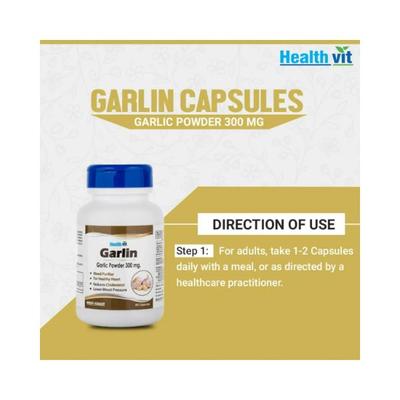Healthvit Garlin Garlic powder 300 mg- Capsules For Cholesterol 60's - General Health