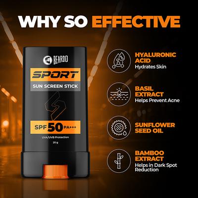 Beardo Sport Sunscreen Stick Spf50 20 gm - Face Sunscreen