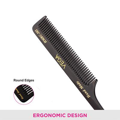 Vega Tail Hair Comb, for Women, Black (VC2HMBC-302) 2's - Hair Combs
