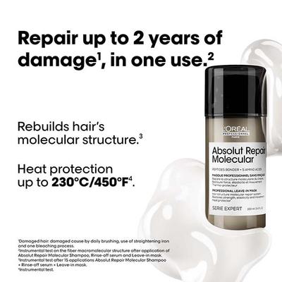 L'Oreal Professionnel Absolut Repair Molecular Deep Repairing Leave-In Cream for Damaged Hair 100 ml - Hair Creams