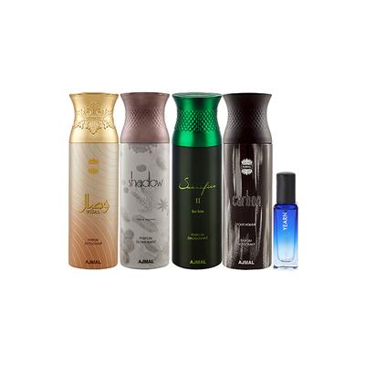 Ajmal Wisal & Shadow Homme & Sacrificeiihim & Carbon Deo & Yearn EDP Pack of 5 20 ml - Women Perfumes (Edt/Edp)