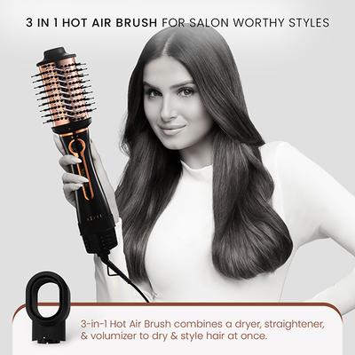 Urban Yog MakeMeeBold 3-in-1 Hot Air Brush Hair Dryer Hair Straightener Volumizer Blow Dryer 800 gm - Hair Dryers