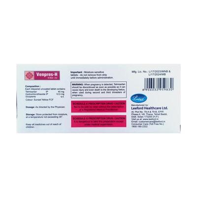 Venpres H 40/12.5mg Tablet 10'S - Hypertension-Ang