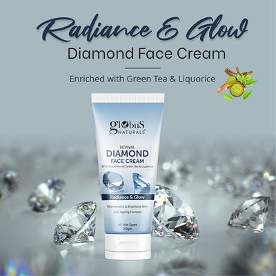Globus Naturals Revival Diamond Face Cream, for Soft & Glowing Skin, Even Tones Skin, 100gm each 2's - Face Moisturizers