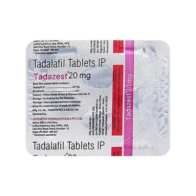 TADAZEST 20mg Tablet 4's - Impotence/Erectile Dysfunction (Ed)