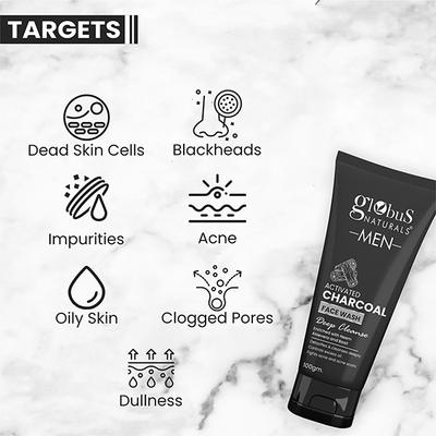 Globus Naturals Anti Pollution & Anti Acne Charcoal Face Wash, 100gm each 2's - Face Wash & Cleansers