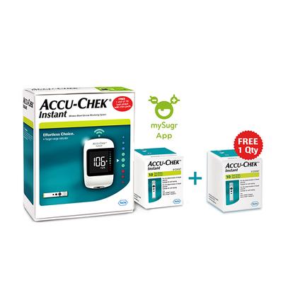 Accu-Chek Instant Glucometer with Free 10 Test Strips + Free Accu-Chek Instant Test Strips 10's (N) - Blood Glucose Monitors/Strips