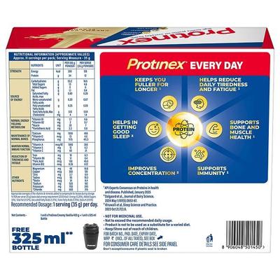 Protinex Powder - Creamy Vanilla Flavour 400 gm (Refill Pack) with Free Bottle 325 ml - Protein Drink